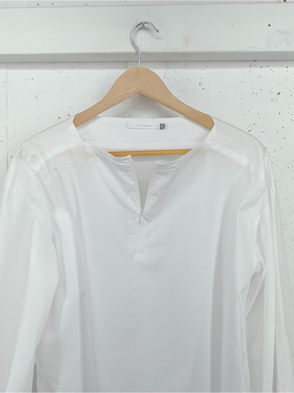 Elaine Kim Size Small White Cotton Zipper Front Blouse - Picture 6 of 12